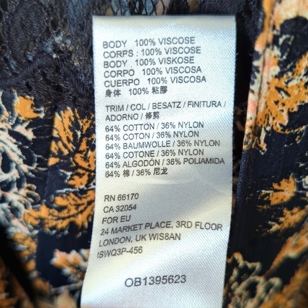 Free People Lucie Floral Scoop Neck Tied Open Back A-Line Mini Dress Black 6 - Picture 6 of 16